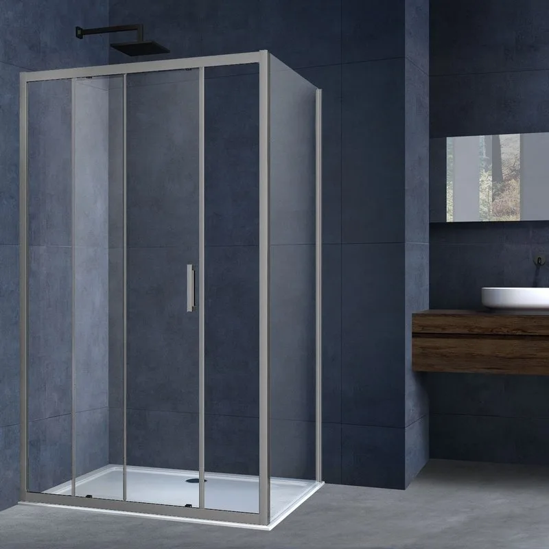 Душевой уголок Vincea Alpha VSR-3AL8014CLGM 140х80, профиль вороненая сталь, стекло прозрачное Sancos — официальный сайт