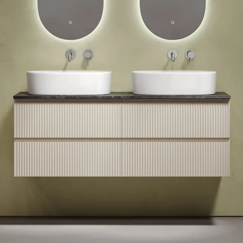 Тумба с раковиной Sancos Snob R 140 beige soft, столешница черный мрамор TT140A1, раковина CN6075 Sancos — официальный сайт