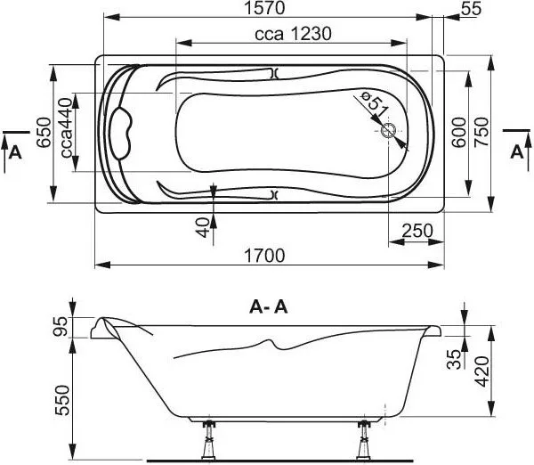 Акриловая ванна Vagnerplast Charitka 170x75 см, пристенная, ультрабелая Sancos — официальный сайт