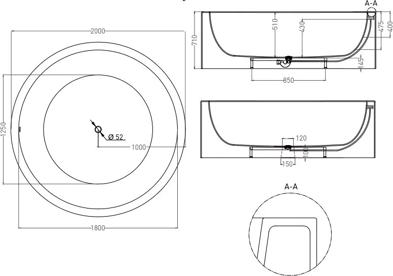 Ванна из искусственного камня Salini Isola S-Sense 200x200 см, отдельностоящая, белая, круглая, с до Sancos — официальный сайт