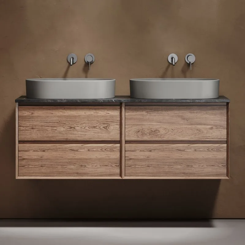 Тумба с раковиной Sancos Marmi 2.0 140 дуб чарльстон, столешница черный мрамор TT140A1, раковина CN6 Sancos — официальный сайт