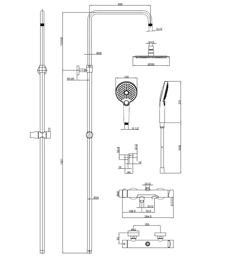 Душевая стойка AQUAme AQM8011BC, медь Sancos — официальный сайт