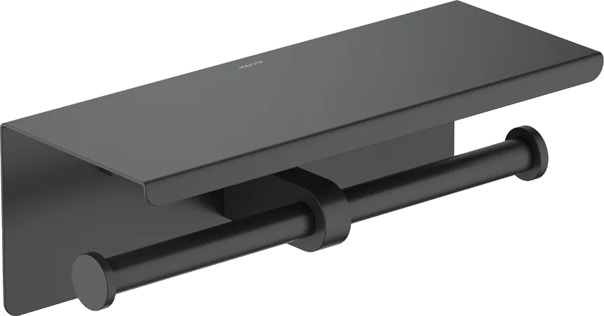 Держатель туалетной бумаги AQUATEK Оберон AQ4909MB двойной, с полкой для телефона, матовый черный Sancos — официальный сайт
