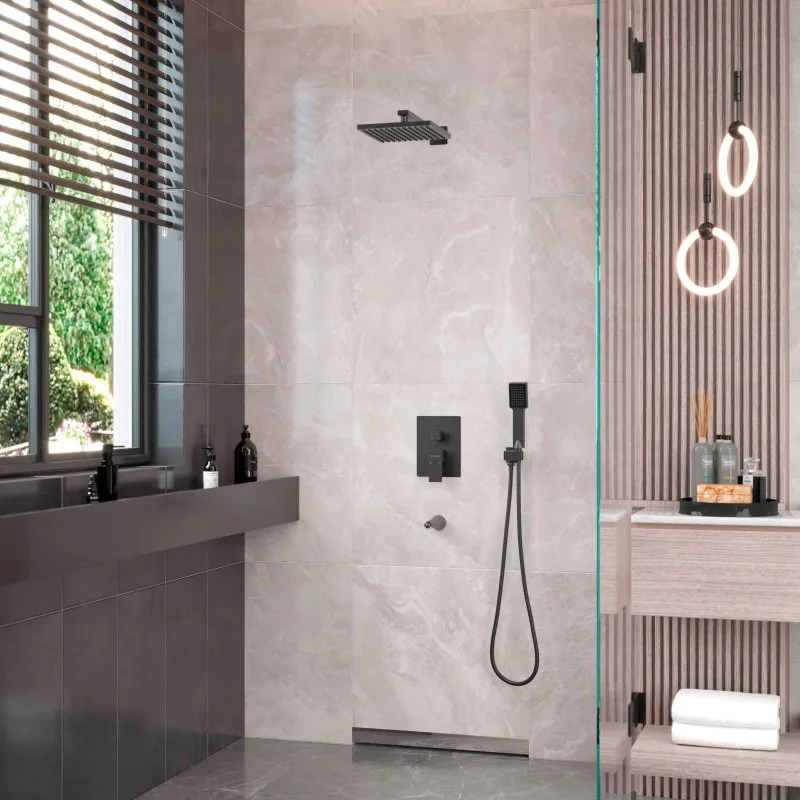Душевой комплект Berges Ventas 3S 073006, С ВНУТРЕННЕЙ ЧАСТЬЮ, черный матовый Sancos — официальный сайт