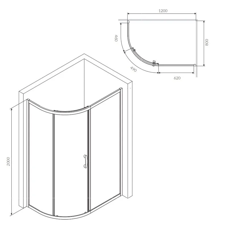 Душевой уголок AM.PM Like W83UG-302U120MT 120x80 профиль матовый хром, стекло прозрачное Sancos — официальный сайт