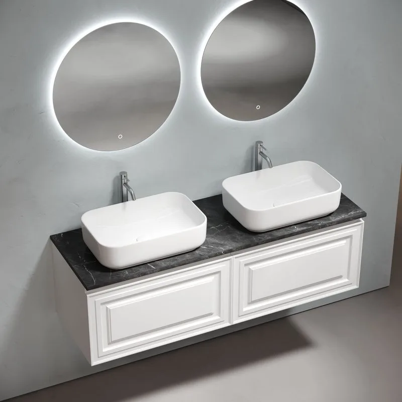 Столешница в ванную под раковину, из керамогранита Sancos Black Sky 140х46 c отверстием под смесител Sancos — официальный сайт