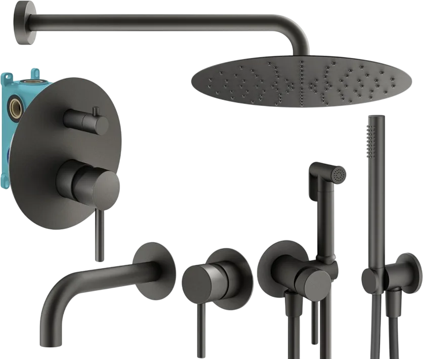 Комплект для ванной Plumberia Selection Ixo KITZXO18GR210 С ВНУТРЕННЕЙ ЧАСТЬЮ, графит матовый Sancos — официальный сайт