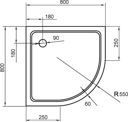 Поддон для душа Cezares Tray TRAY-A-R-80-550-15-W R 80x80, с сифоном Sancos — официальный сайт