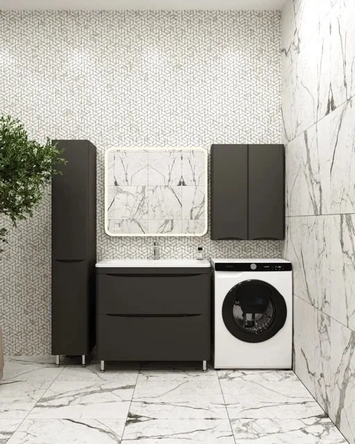 Шкаф над стиральной машиной Style Line Бергамо Мини Люкс Plus 60 антискрейч черный