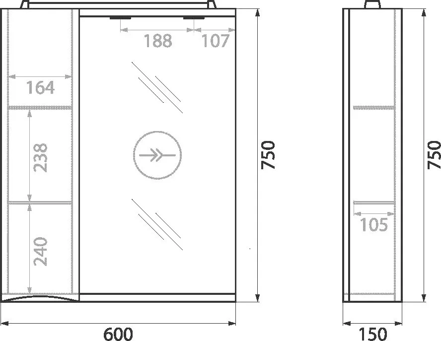 Зеркало BelBagno Marino 60 L 60 Sancos — официальный сайт