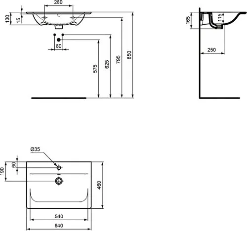 Мебельная раковина Ideal Standard Connect Air E028901 64 см Sancos — официальный сайт
