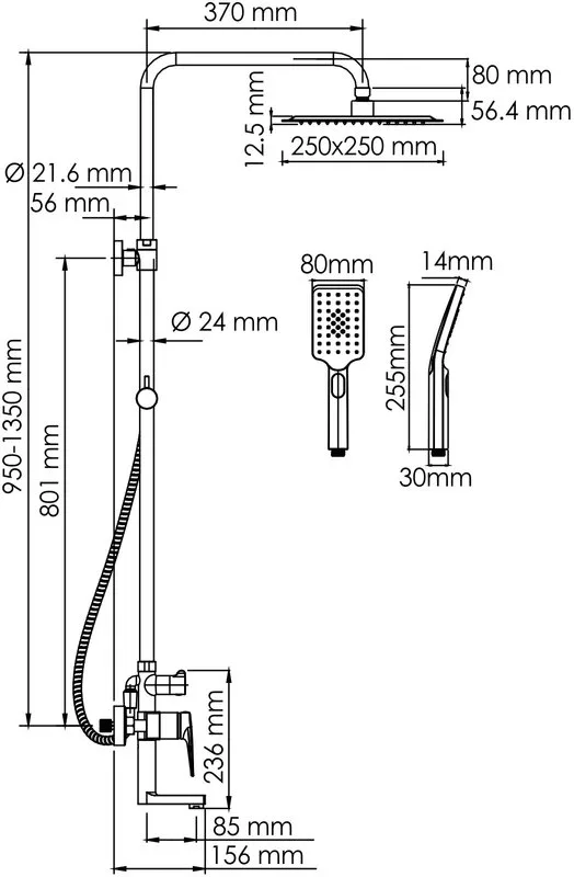 Душевая стойка Wasserkraft Aisch A155.198.201.BG, золото Sancos — официальный сайт