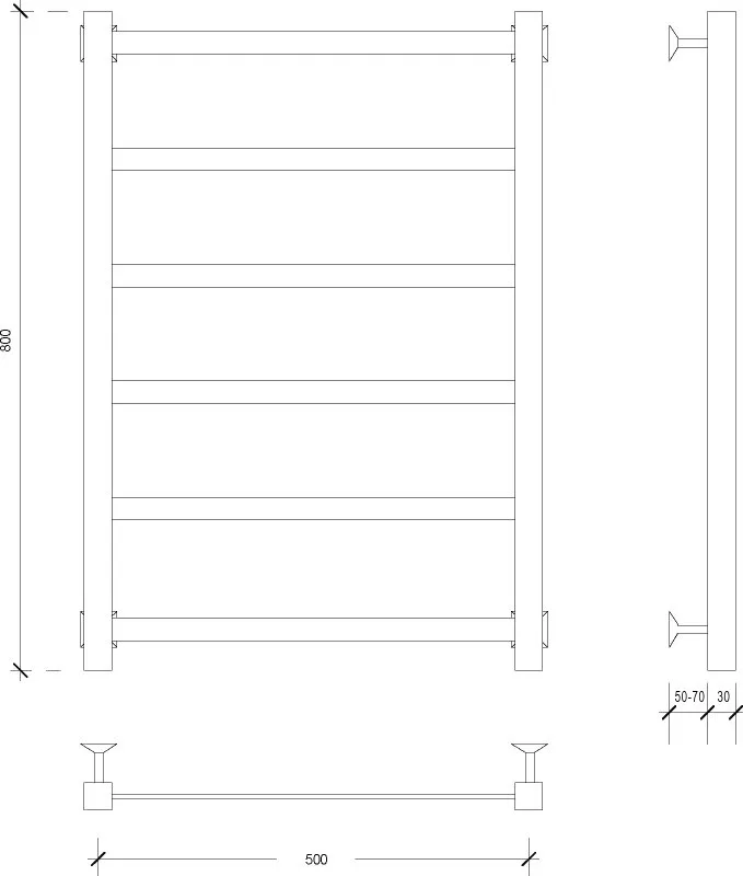 Полотенцесушитель водяной Secado Корсико 1 80x50, черный матовый Sancos — официальный сайт