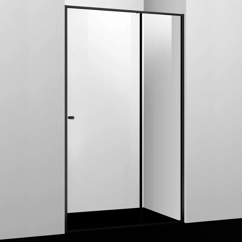 Душевая дверь в нишу Wasserkraft Dill 61S31 140 см, профиль матовый черный, стекло прозрачное Sancos — официальный сайт