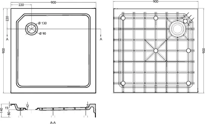 Поддон для душа Cezares Tray SMC TRAY-SMC-A-90-550-150-W 90x90, с сифоном Sancos — официальный сайт
