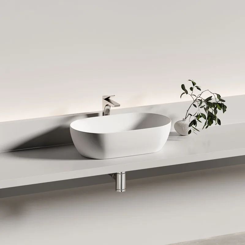 Раковина накладная Ceramicanova Twist овальная 55 см цвет белый матовый CN12001MW Sancos — официальный сайт