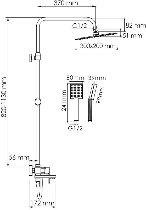 Душевая стойка Wasserkraft Aller A177.069.141.087.CH, хром Sancos — официальный сайт
