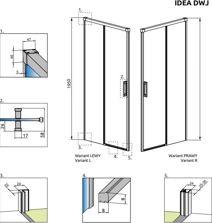 Душевая дверь в нишу Radaway Idea DWJ 130 L Sancos — официальный сайт
