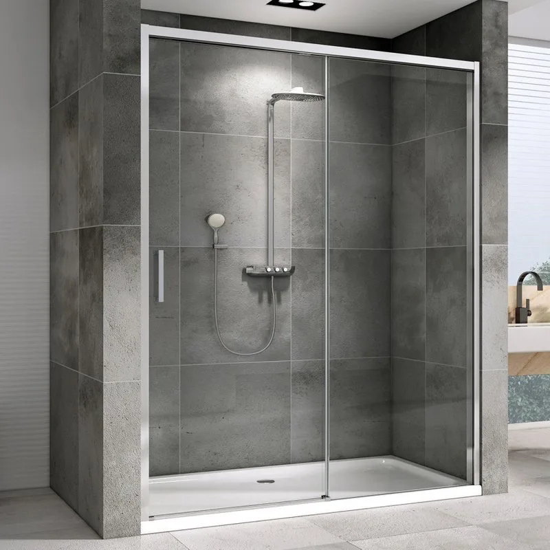 Душевая дверь в нишу Abber Komfort AG93150 150 см, профиль хром, стекло прозрачное Sancos — официальный сайт