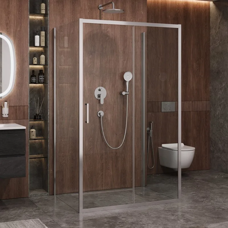 Душевой уголок Cezares Molveno AH 12 120+80 C Cr IV 120х80 см, профиль хром, стекло прозрачное Sancos — официальный сайт