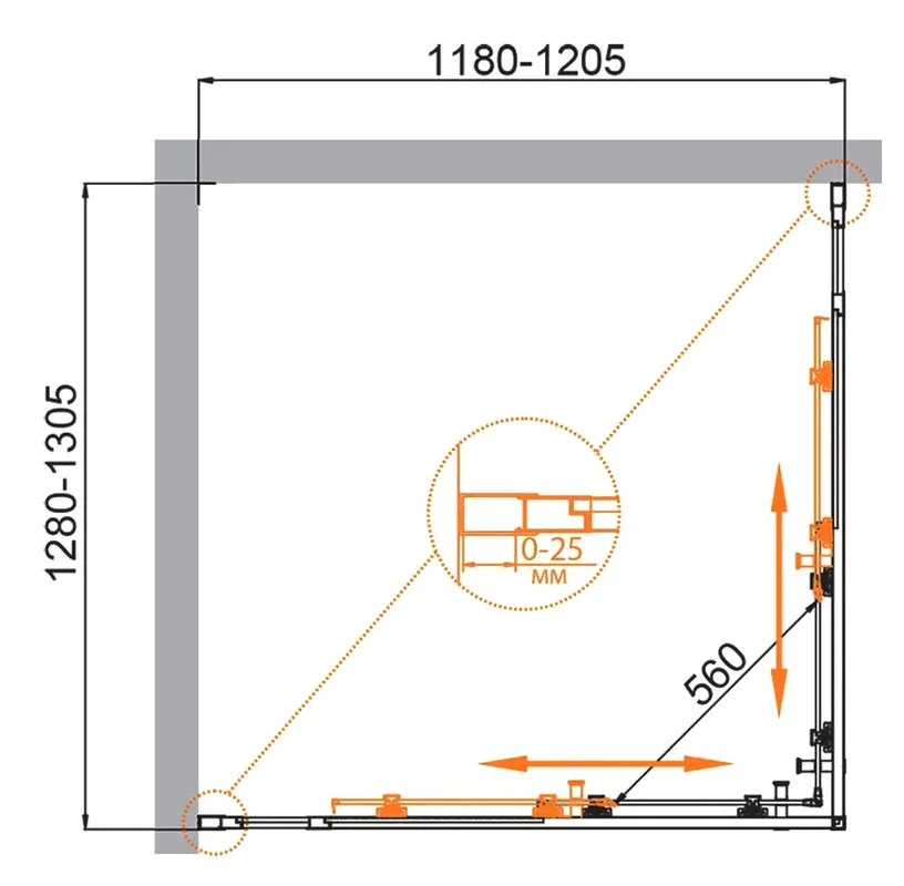 Душевой уголок Cezares Molveno AH 22 130+120 C BORO IV 130х120 см, профиль брашированное золото, сте Sancos — официальный сайт