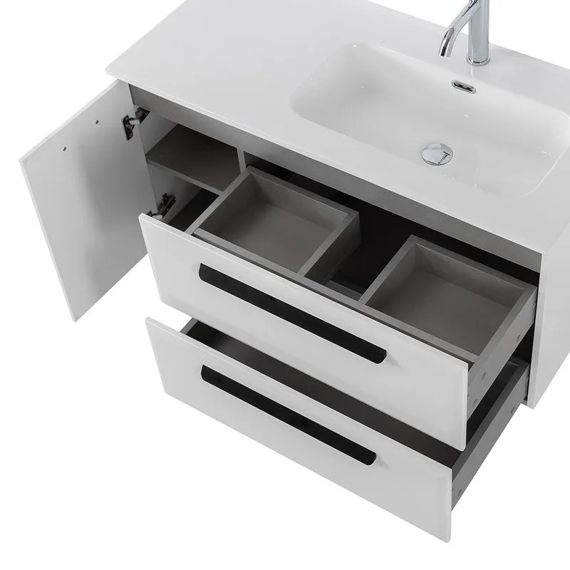 Тумба под раковину без столешницы Cezares Eco Cer-N 100 R 2 ящика, 1 дверца, bianco lucido, ручки ма Sancos — официальный сайт