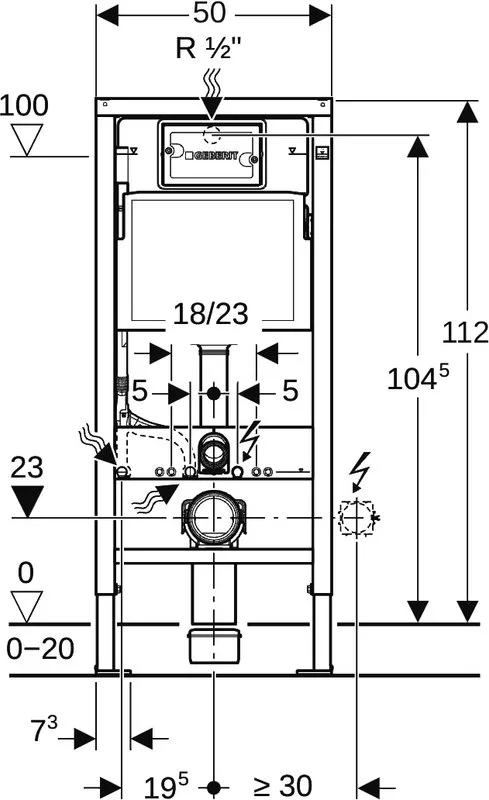 Система инсталляции для унитазов Geberit Delta 20 458.118.21.2, с кнопкой смыва, хром Sancos — официальный сайт