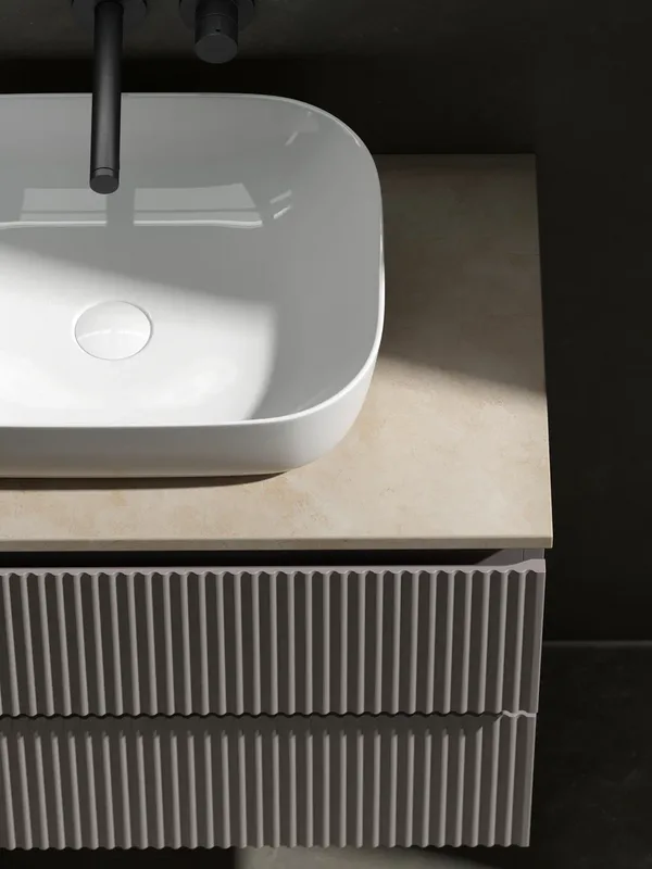Тумба с раковиной Sancos Snob R 80 см, doha soft, столешница бежевая, раковина CN6008 Sancos — официальный сайт