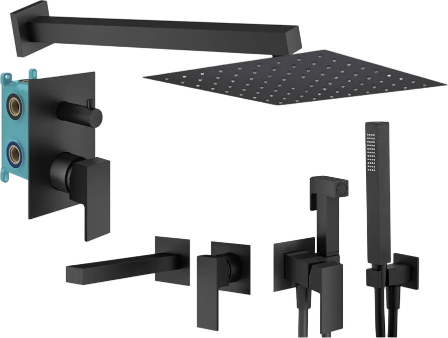 Комплект для ванной Plumberia Selection Tag KITZTG18NO220 С ВНУТРЕННЕЙ ЧАСТЬЮ, черный матовый Sancos — официальный сайт