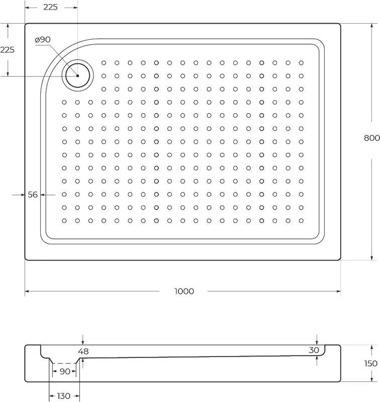 Поддон для душа BelBagno Tray 100х80 L с сифоном Sancos — официальный сайт