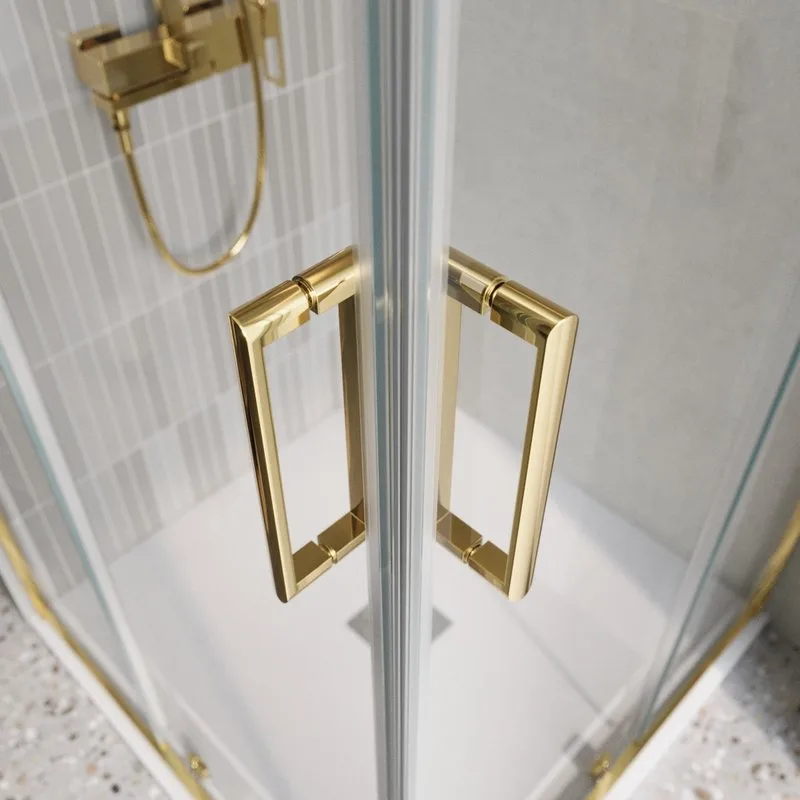 Душевой уголок BelBagno Luce A-2-100-C-ORO 100x100, профиль золото, стекло прозрачное Sancos — официальный сайт
