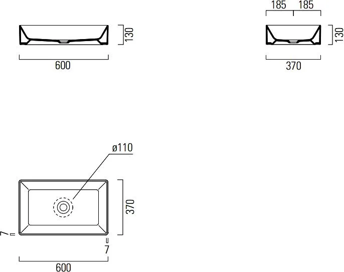 Накладная раковина GSI Kube X 60x37, серая, прямоугольная Sancos — официальный сайт