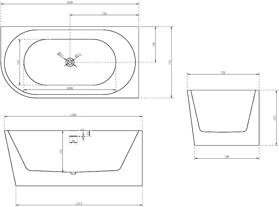 Акриловая ванна Abber AB9257-1.5 R 150x80 см, угловая, правая, пристенная, белая, асимметричная, с к Sancos — официальный сайт