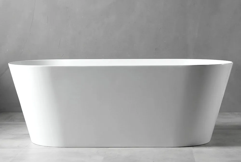Акриловая ванна Abber AB9222-1.5 150x70 см, отдельностоящая, белая, овальная, с каркасом, со сливом- Sancos — официальный сайт