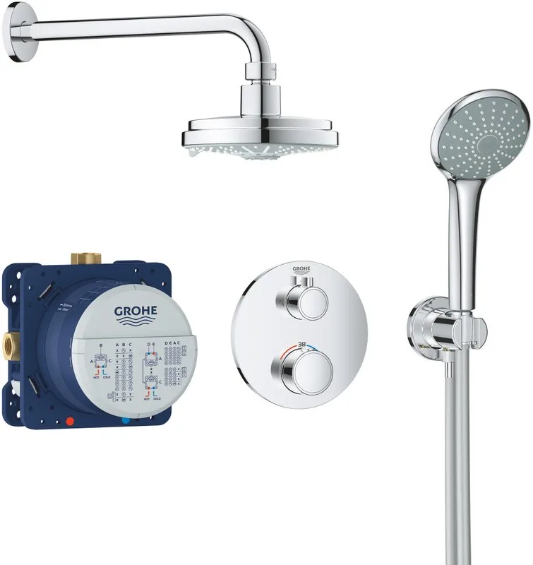 Душевой комплект Grohe Grohtherm 34735000, С ВНУТРЕННЕЙ ЧАСТЬЮ, с термостатом Sancos — официальный сайт