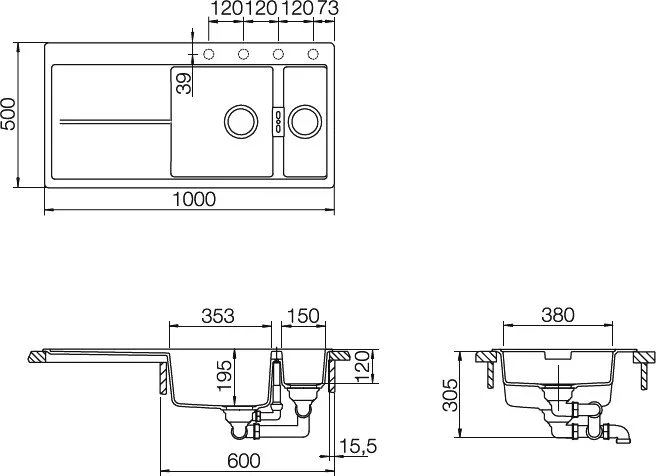 Мойка кухонная Schock Horizont 60D (D-150) Cristadur магнолия, интегрированная Sancos — официальный сайт