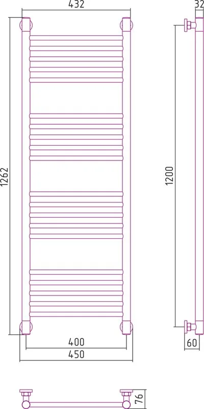 Полотенцесушитель водяной Сунержа Богема + 120x40, прямая Sancos — официальный сайт