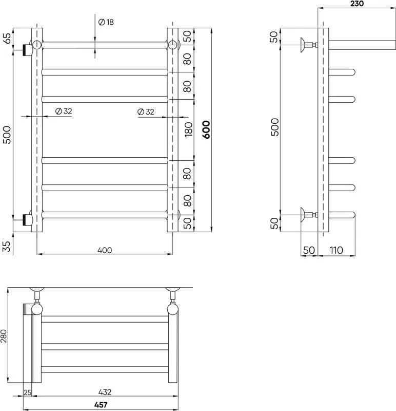 Полотенцесушитель водяной Indigo Brace LBCW60-40PL-б/п-50 с полкой, серебристый Sancos — официальный сайт