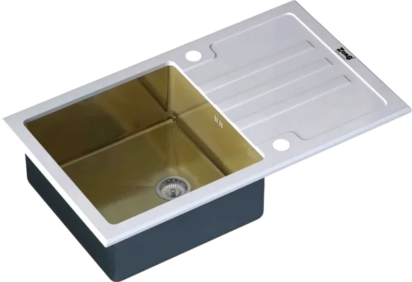 Мойка кухонная Zorg Inox Glass GL-7851-WHITE-BRONZE белое стекло