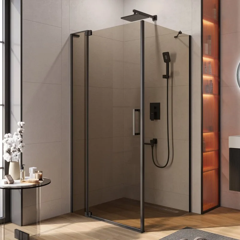 Душевой уголок Cezares Slider AH 1 100-100/110 BR Nero профиль черный, стекло бронза Sancos — официальный сайт