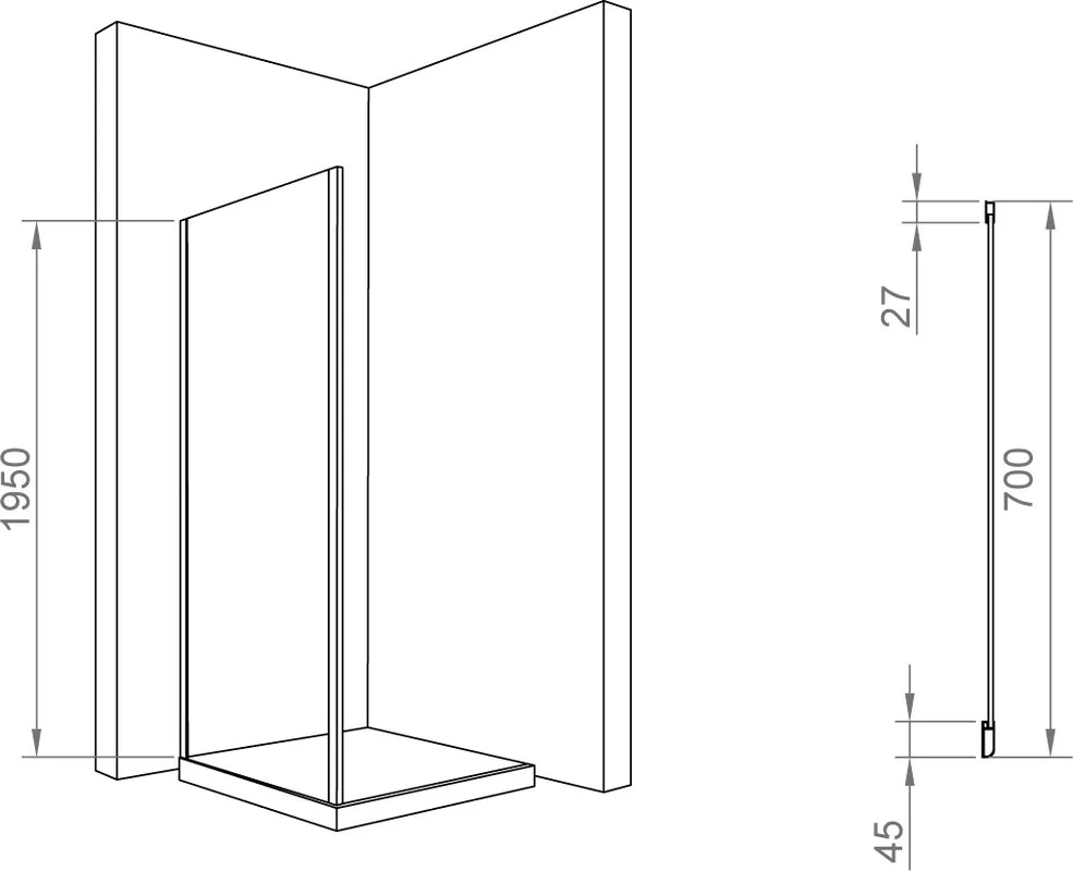 Душевой уголок RGW Passage PA-016+70 см (120-123)x70x195 профиль хром, стекло прозрачное Sancos — официальный сайт