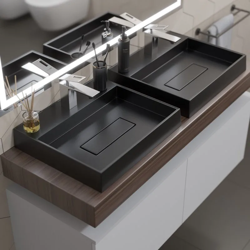 Накладная раковина Uperwood Tanos Quartz 291030050 50 см, матовая черная, космос Sancos — официальный сайт