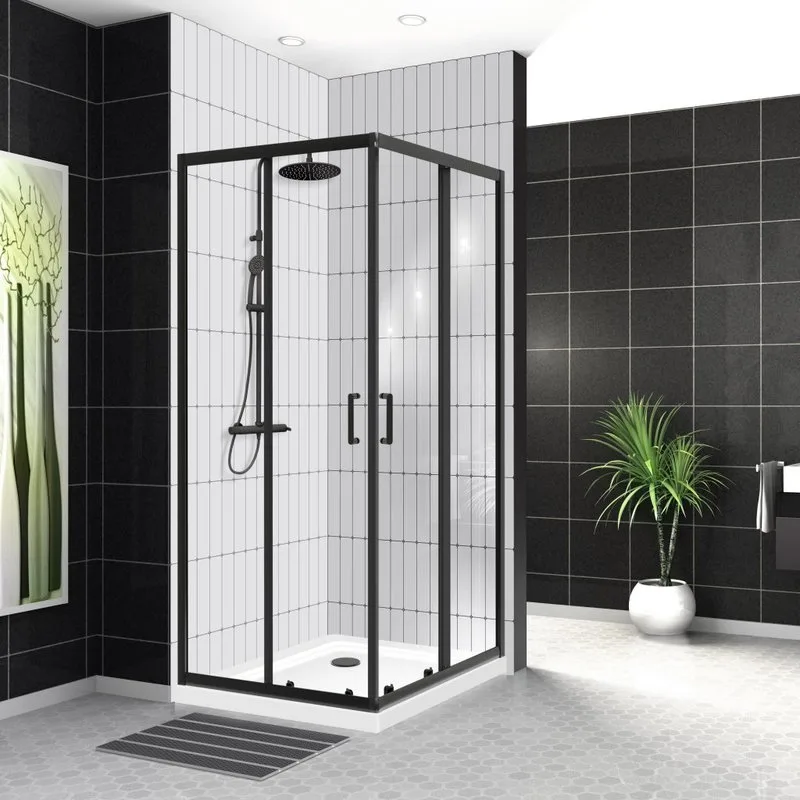Душевой уголок BelBagno Uno -195 A 2 90 C Nero профиль черный, стекло прозрачное Sancos — официальный сайт