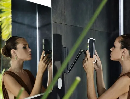 Косметическое зеркало Keuco iLook Move 17613 019002 с подсветкой, телескопическое, поворотное, хром Sancos — официальный сайт