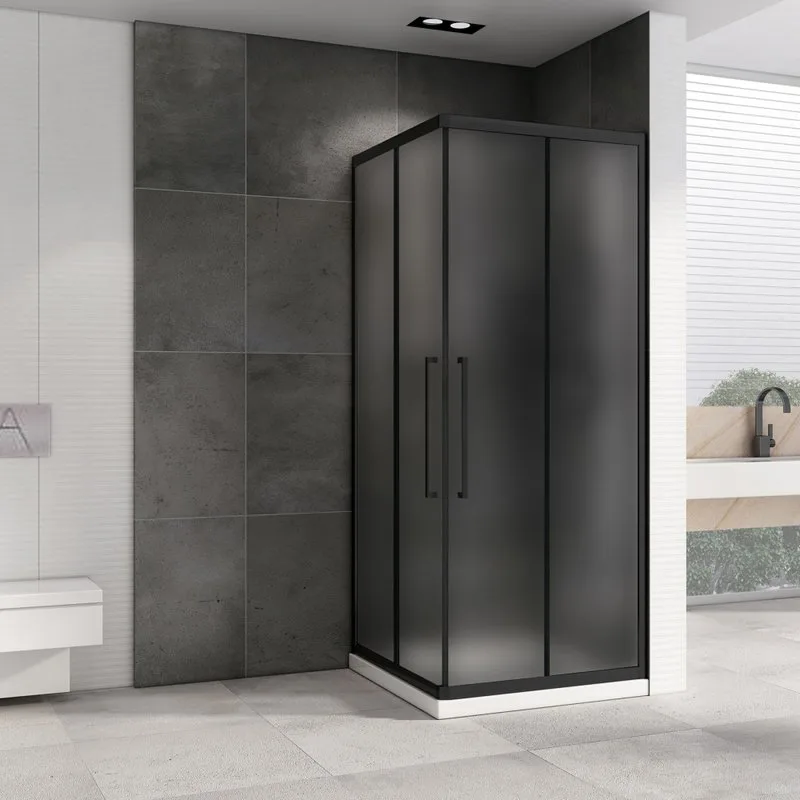 Душевой уголок Abber Schwarzer Diamant AG02090BMH 90x90, профиль черный матовый, стекло матовое Sancos — официальный сайт
