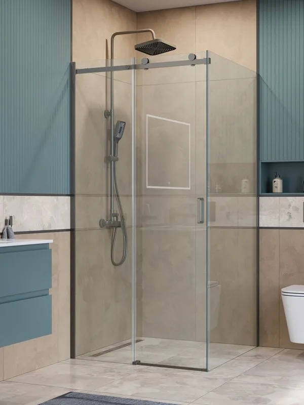 Душевой уголок BelBagno Soft Close-2 A-1-100-C-GM профиль оружейная сталь Sancos — официальный сайт