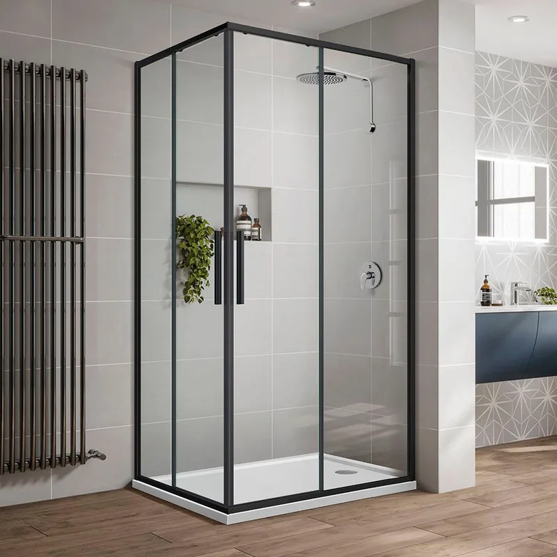 Душевой уголок Vincea Slim-U VSS-2SU8010CLB 100x80 см, профиль матовый черный, стекло прозрачное Sancos — официальный сайт