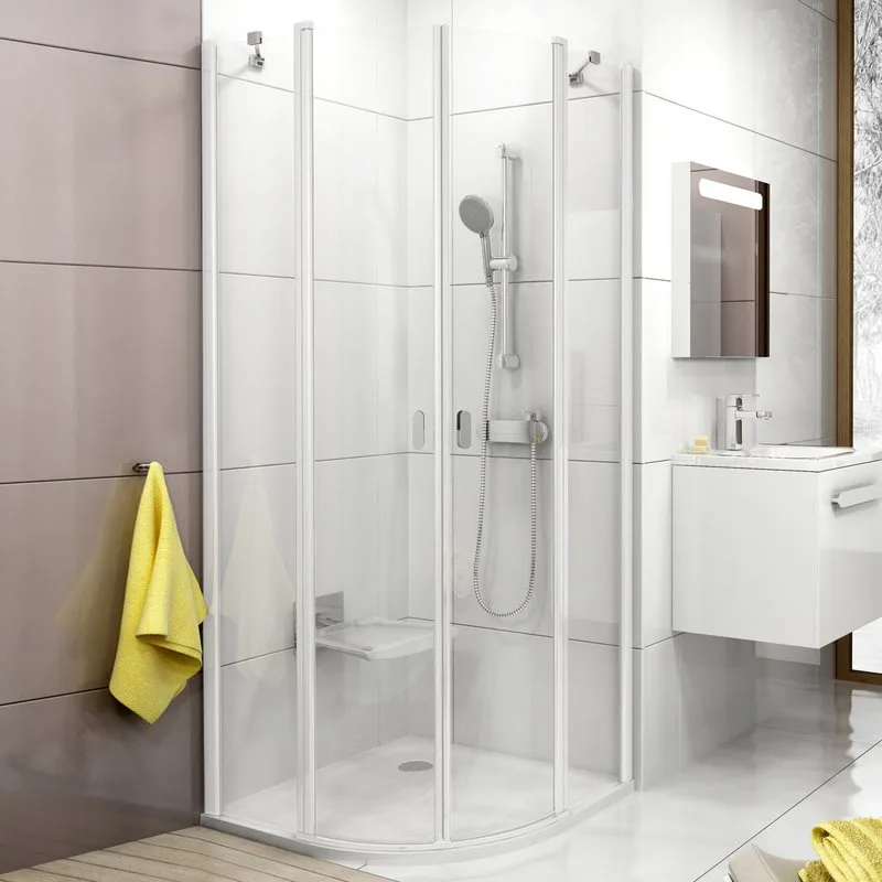 Душевой уголок Ravak Chrome CSKK4-80 Transparent, белый профиль Sancos — официальный сайт
