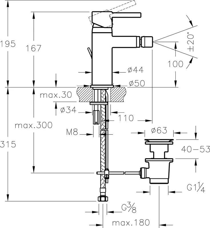 Смеситель для биде VitrA Minimax S A41988EXP Sancos — официальный сайт