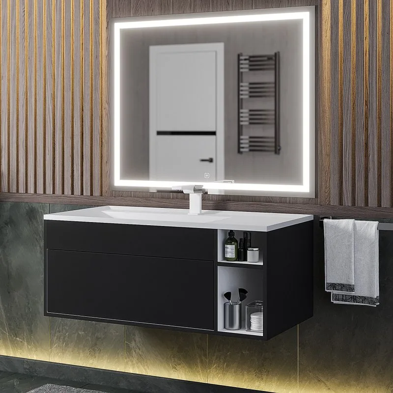 Тумба под раковину Uperwood Lotus Premium подвесная 100х50х42 см, черная Sancos — официальный сайт